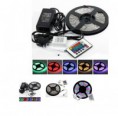 KIT STRISCIA LED RGB 12V STRIP 5M 300 LED 5050 + CONTROLLER + TELECOMANDO +ALIMENTATORE220V 5 METRI IP65 IMPERMEABILE